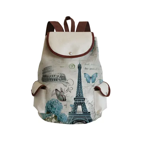 Модный рюкзак с принтом Эйфелевой башни, цветочный Графический Рюкзак, женские повседневные сумки на шнурке, льняная женская сумка для книг с индивидуальным рисунком