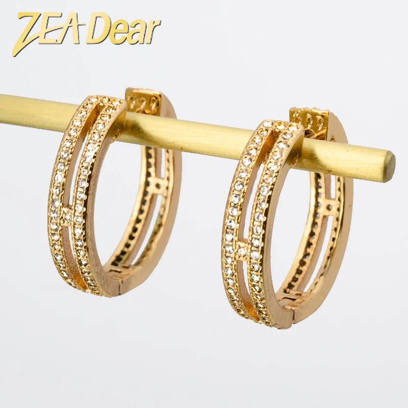 

ZEADear Geometric Round Earring Jewelry Classic Trendy Exquisite Brass Steel Stud Earrings For Women Bridesmaid Holiday Gifts