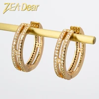 zeadear geometric round earring jewelry classic trendy exquisite brass steel stud earrings for women bridesmaid holiday gifts