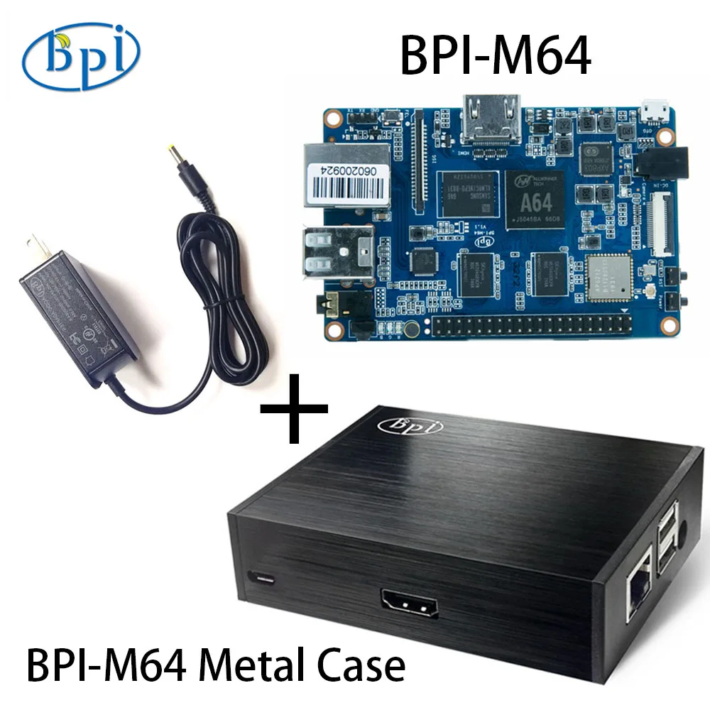 Banana PI BPI-M64 With Metal Case Power Adapter MediaTek MT7622 Dual-Core 1 GB DDR3 Support Wifi Bluetooth POE 4G Mini PCIE INT