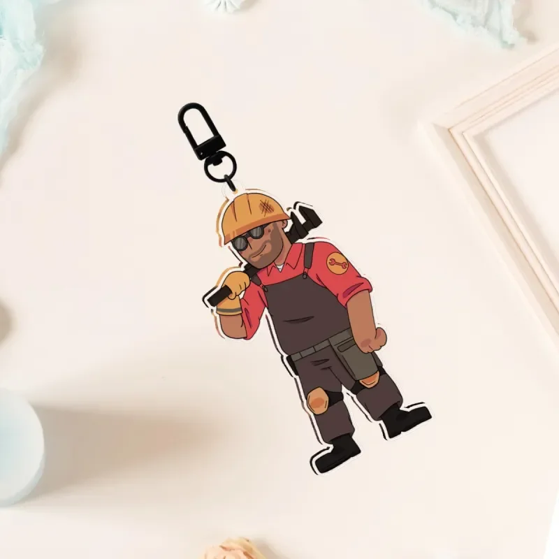 Фото Брелок из акрила с персонажем Инженера из Team Fortress 2 (TF2), сувенир по игре, подвеска для сумки, подарок для фанатов TF2 №5