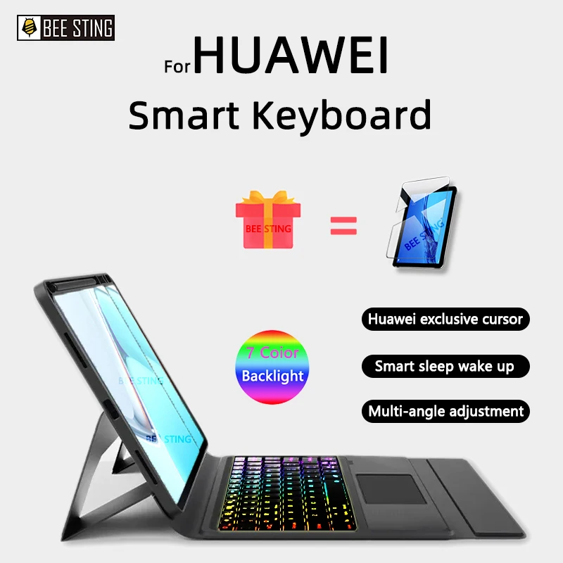 For Huawei Matepad Pro 12.6 11 10.8 2021 2020 Keyboard Case With Touchpad Pen Tray RGB 7-Color Backlit Integrated Keyboard Cover