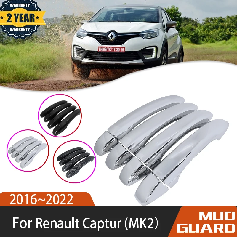 

For Renault Grand Captur Kaptur HA MK2 2016~2022 Auto Luxuriou Anti-dirty Chrome Exterior Door Handle Cover ABS Car Accessories