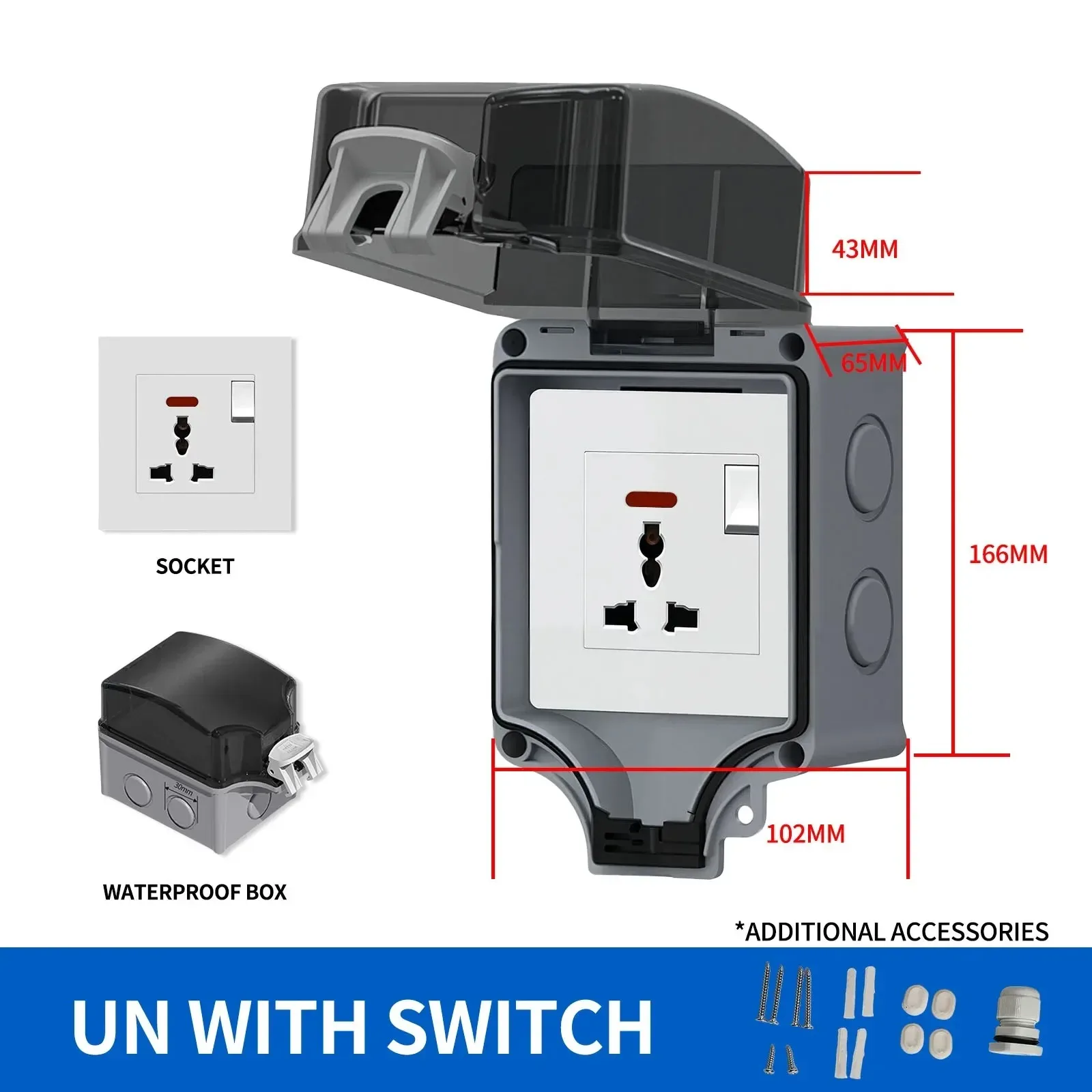 Наружная розетка с переключателем, электрические розетки с одной розеткой, пригодные со стандартной вилкой для наружного гаражного газонокосилки