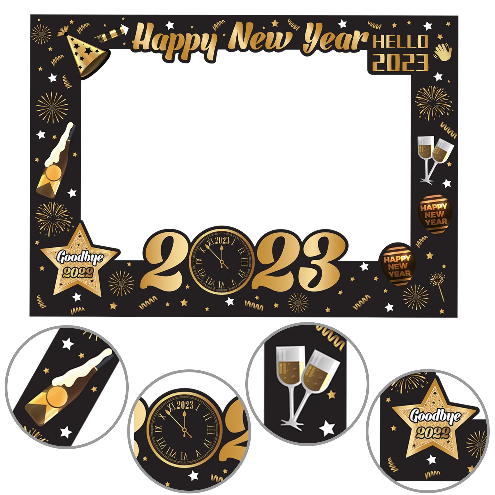 

1pcs Christmas Decoration Happy New Year Photo Booth Props Frame Paper Glasses Xmas Party Navidad Noel 2022 Home DIY Supplies