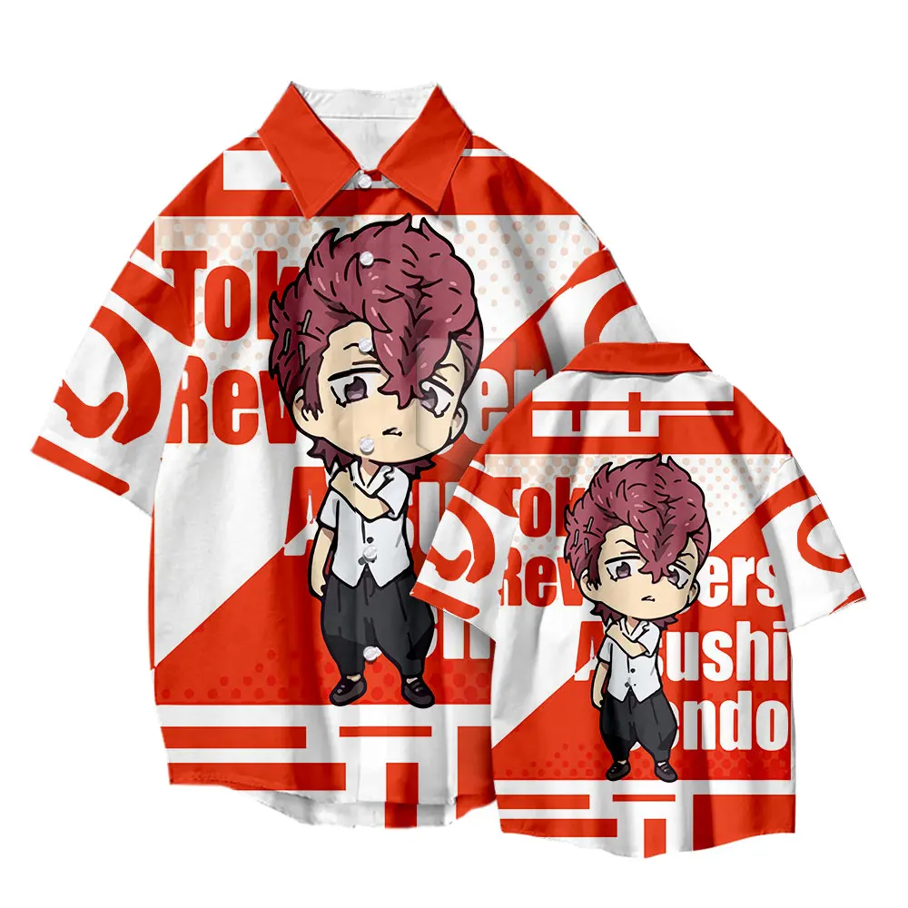 Tokyo Avengers Print 2022 Summer Short Sleeve Shirts Men's Clothing Hawaii Beach Streetwear Anime Harajuku Loose Fashion Blouses