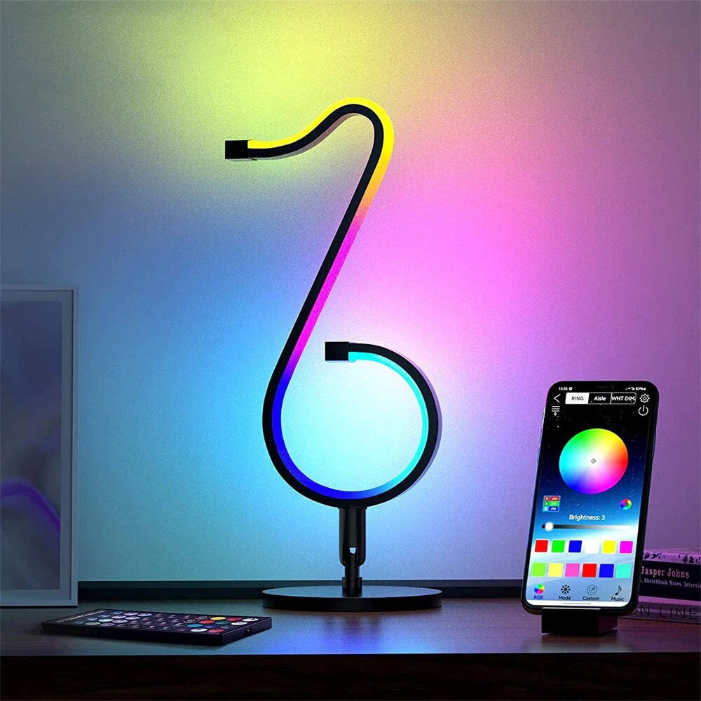 RGB Led Musical Note Night Light Bluetooth-Dimmable App Remote Controled Table Wall Lamp Coloful Lamp for Home Room Decoration