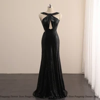black fashion evening dresses metrical strapless v neck sexy open back prom gowns party wear robe de soir%c3%a9e for female 2022