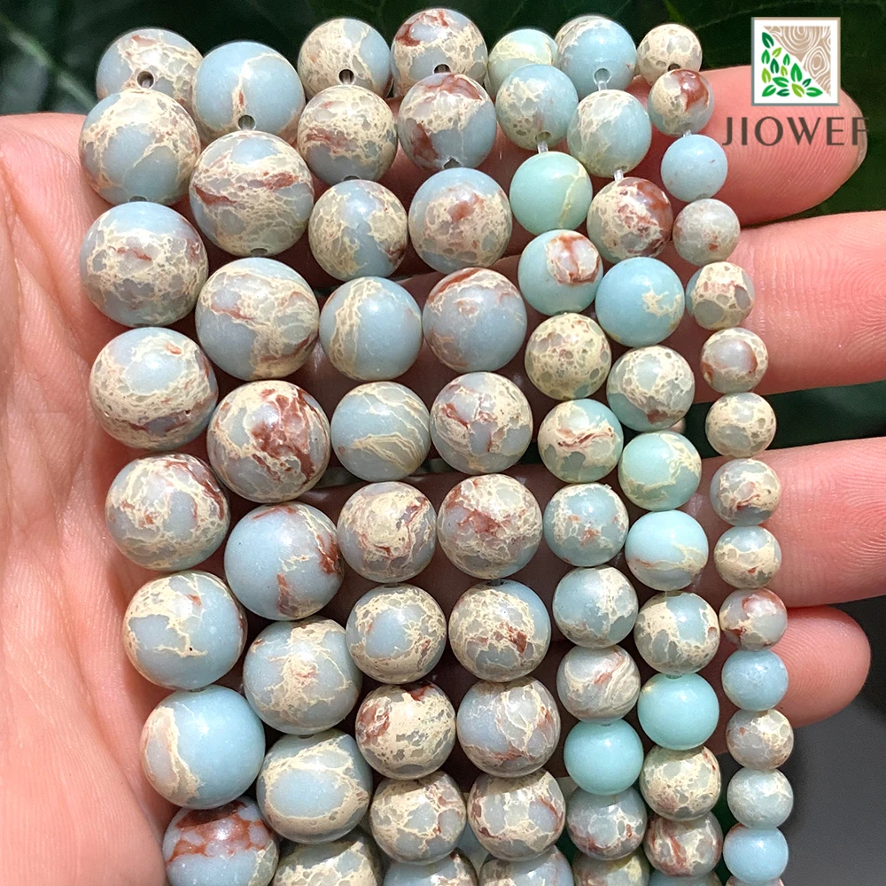 

Natural ShouShan Snakeskin Blue Stone for Jewelry Making Round Spacer Loose 4/6/8/10/12MM Beads DIY Fashion Bracelet 15" Strand