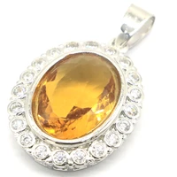 34x20mm delicate fine cut rhodolite garnet golden citrine white cz for women eye catching 925 silver pendant