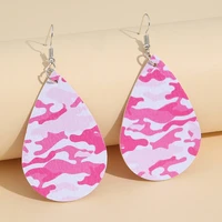 new fashion vintage drop earrings for women pink camo print leather earring female wedding party jewelry gift pendientes