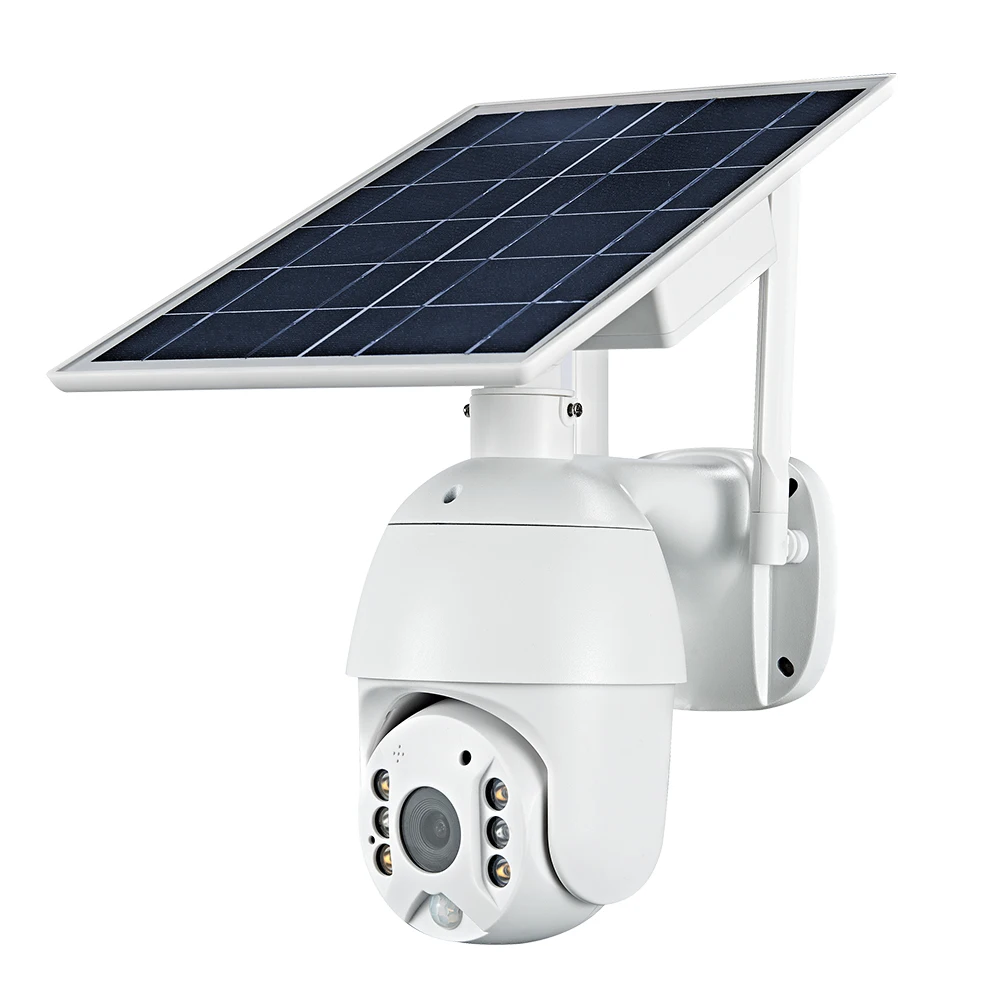 

Outdoor 1080P PTZ WiFi Security Camera Bulit-in Battery Rechargeable Solar Powered 4G SIM Card Home Surveillance Camera