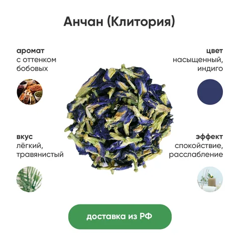 Синий чай анчан ,25г клитория тройчатая Высший сорт синий чай тайский синий чай для похудения чанг шу - изображение