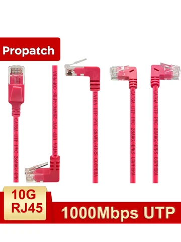 Тонкий патч-корд Propatch Cat6a, угол 90 градусов, Ethernet-кабель, кабель Lan RJ45 для маршрутизатора, модема, Интернет RJ 45, Ethernet-кабель