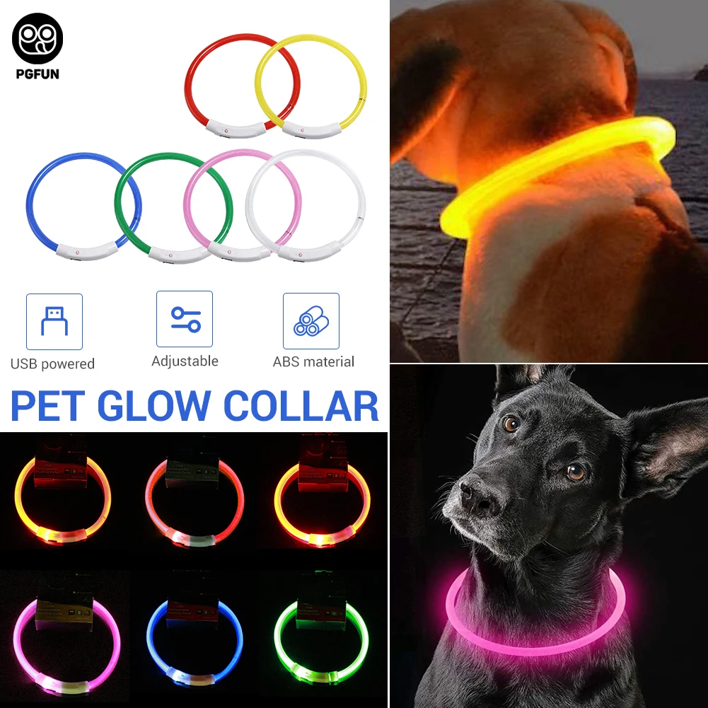 

Ошейник для домашних животных, светодиодный светящийся ошейник для собак, светящийся ночник с зарядкой от USB, ночник для прогулок и собак, ак...