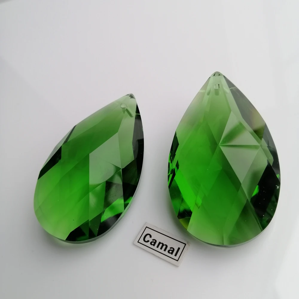 

Camal 2PCS 50mm Green K9 Crystal Teardrop Faceted Chandelier Pendant Prisms Hanging Part Ornament Fengshui Xmas Craft SunCatcher