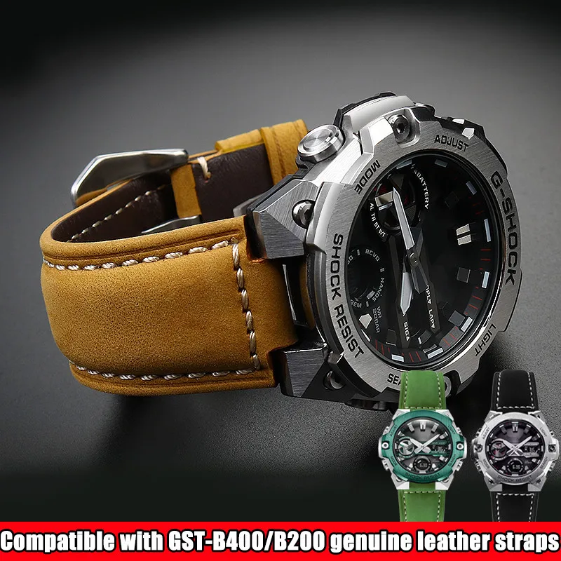 

Vintage Frosted Cowhide Strap For Casio G-SHOCK GST-B400/GST-B200 Series Mountain Climbing Waterproof Sports Watch Accessories