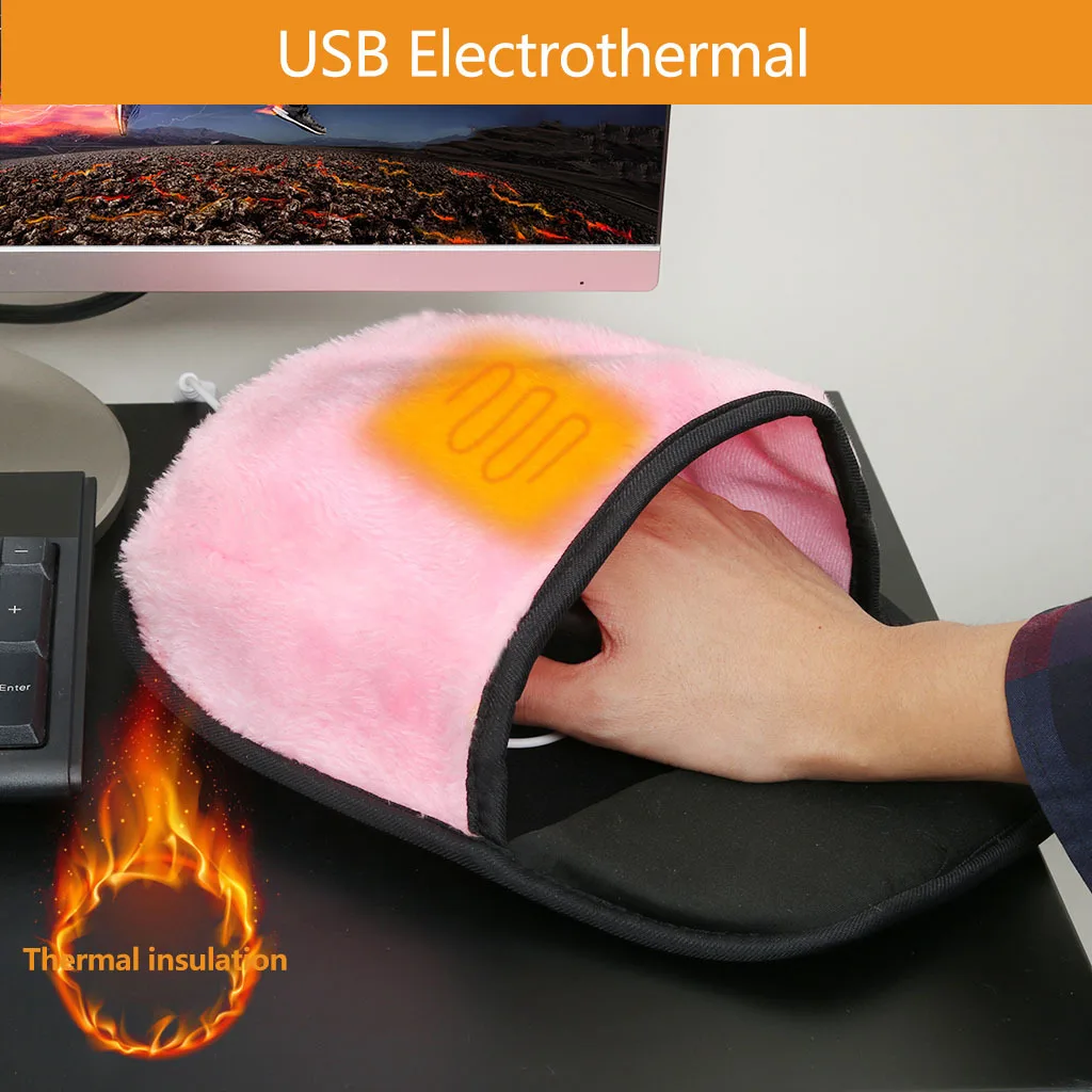

USB Heated Mouse Pad Mouse Hand Warmer With Wrist Support Warm Winter Soft Fashion Gaming Mouse Pad PC Mice Mat For Gamer
