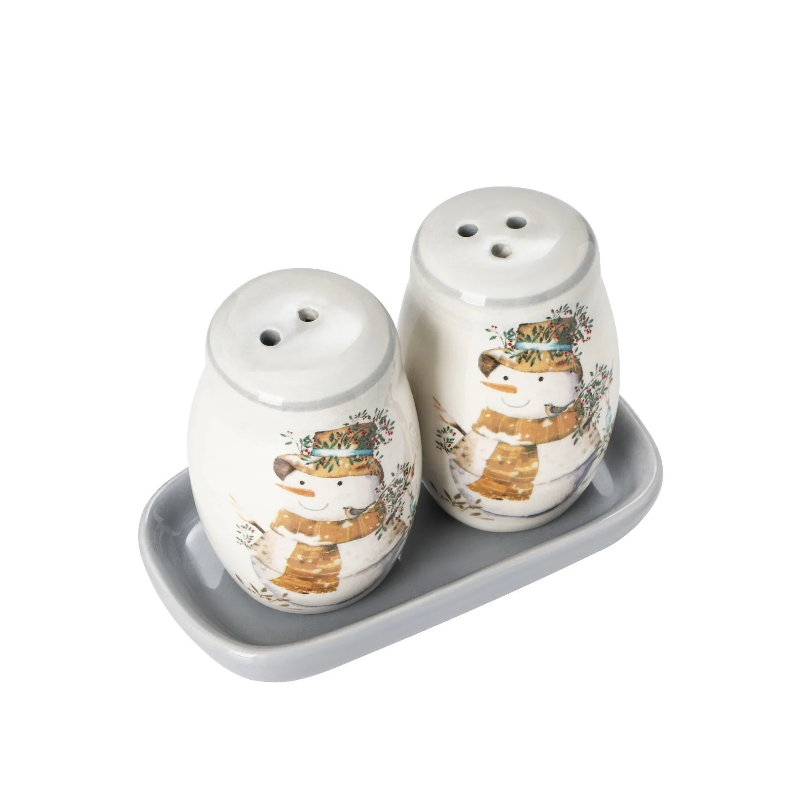 Набор для специй Доляна Рождественский снеговик 3 предмета: солонка 130 мл