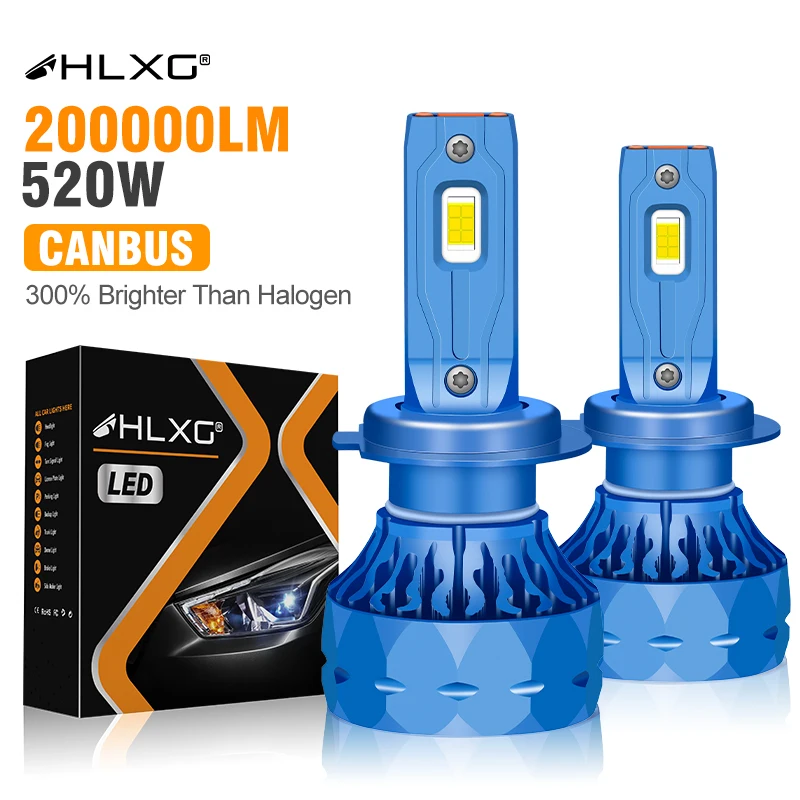 

Лампа для автомобильных фар HLXG 520W H7 светодиодный Canbus 9012 HIR2 H8 HB4 HB3 9005 9006 H11 V12 Turbo