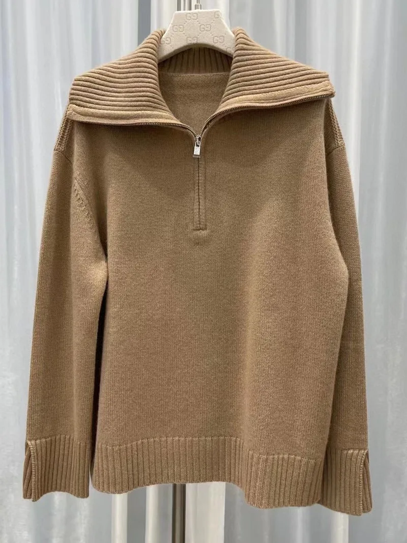 

Летняя коллекция 2023, повседневный кашемировый плотный вязаный свитер с высоким воротником