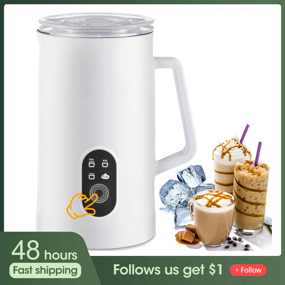 Electric Milk Frother Milk Warmer Automatic Hot & Cold Foamer Frothing For Making Latte Cappuccino Coffee Stainless Steel Inner