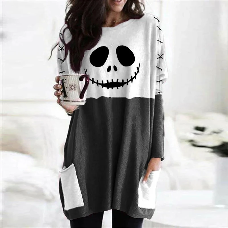 

Halloween Grimace Stitched Colorblock Women's Maxi T-Shirt