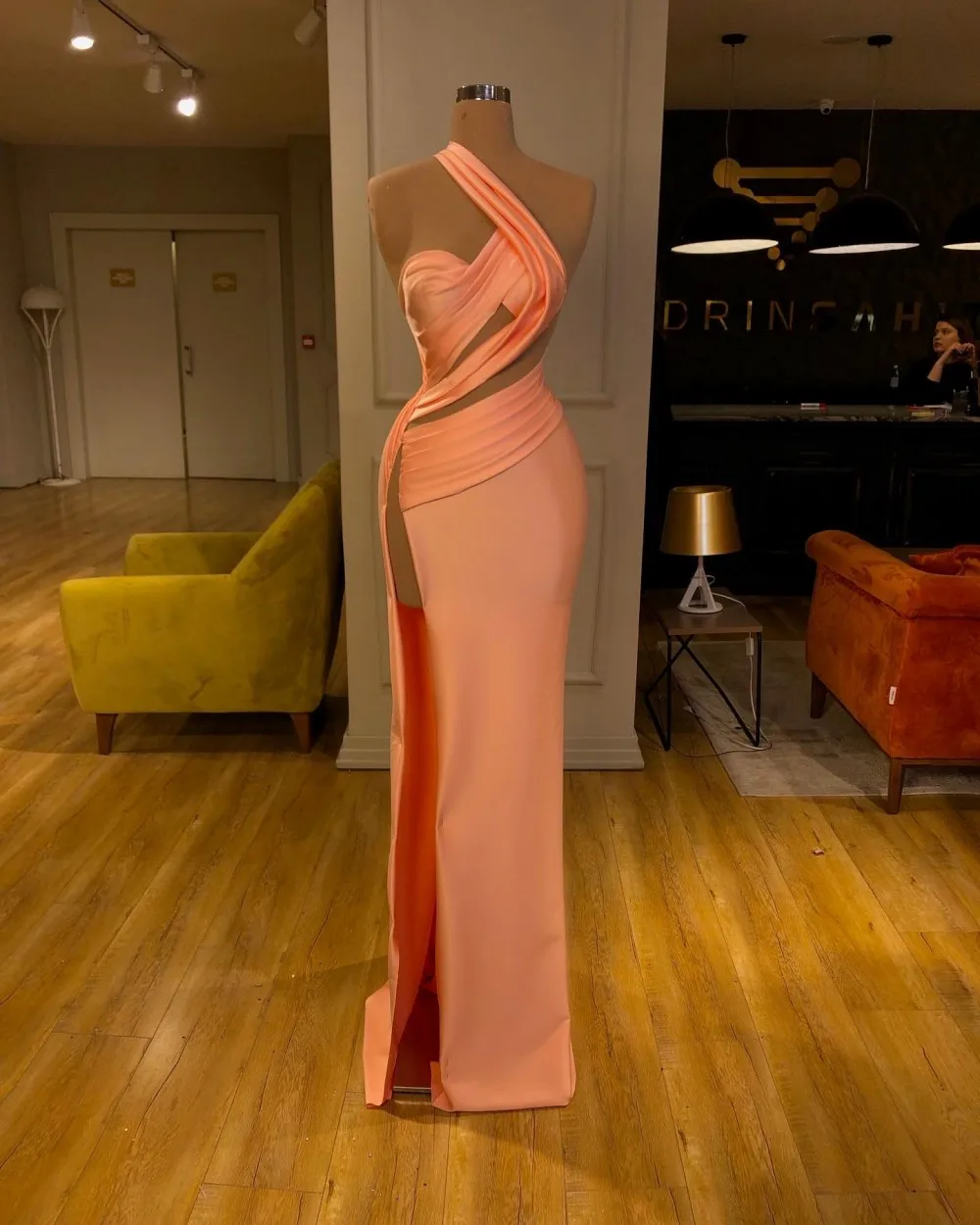 

Роскошное розовое платье с рукавом на одно плечо, женское Плиссированное многослойное вечернее платье, женское платье