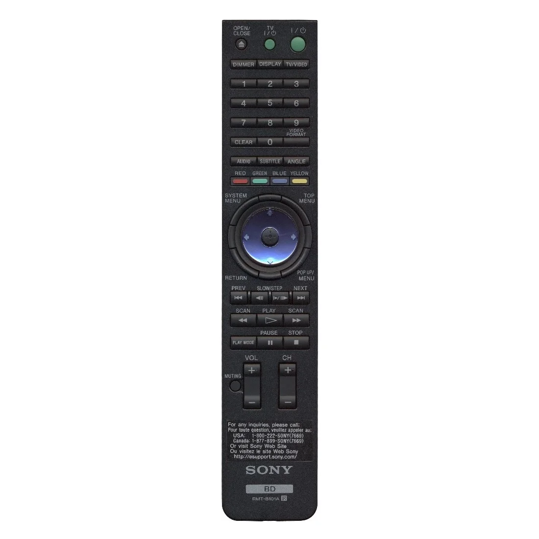 Пульт дистанционного управления для SONY RMT-B101A (=101P, 100P-белый) BD PLAYER /orig./