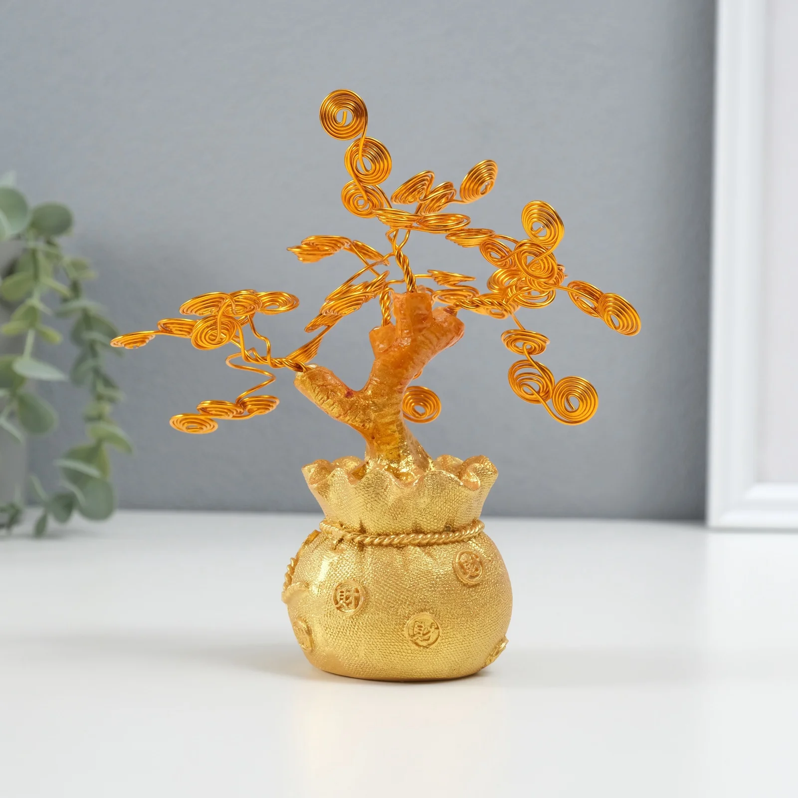 Сувенир полистоун металл 'Дерево жизни в мешке' 6х17х17 см (комплект из 3 шт)