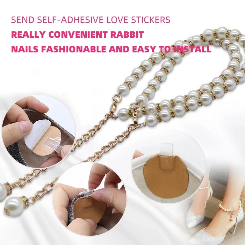 

New 1Pair Women Shoeslaces For High Heels Decorations Buckle Lazy Shoelaces Elastic Band Anti Falling Heel Non-Slip Belt Strap
