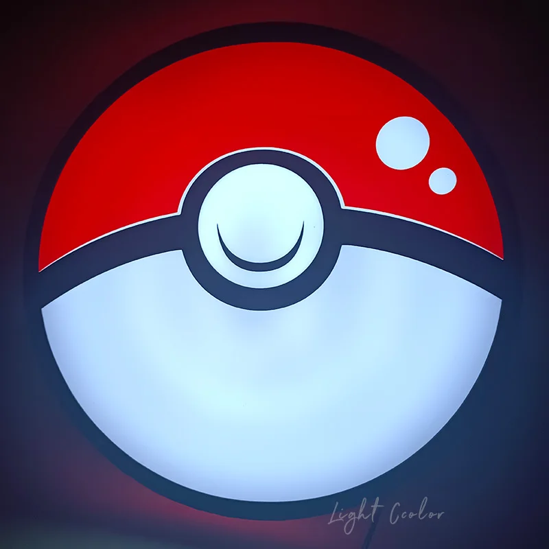 Custom 3D Printed Led Pokeball Anime Name Night Lights BOX Bedroom Neon Lamp Kids Gift Business Game Room Led Night Decor