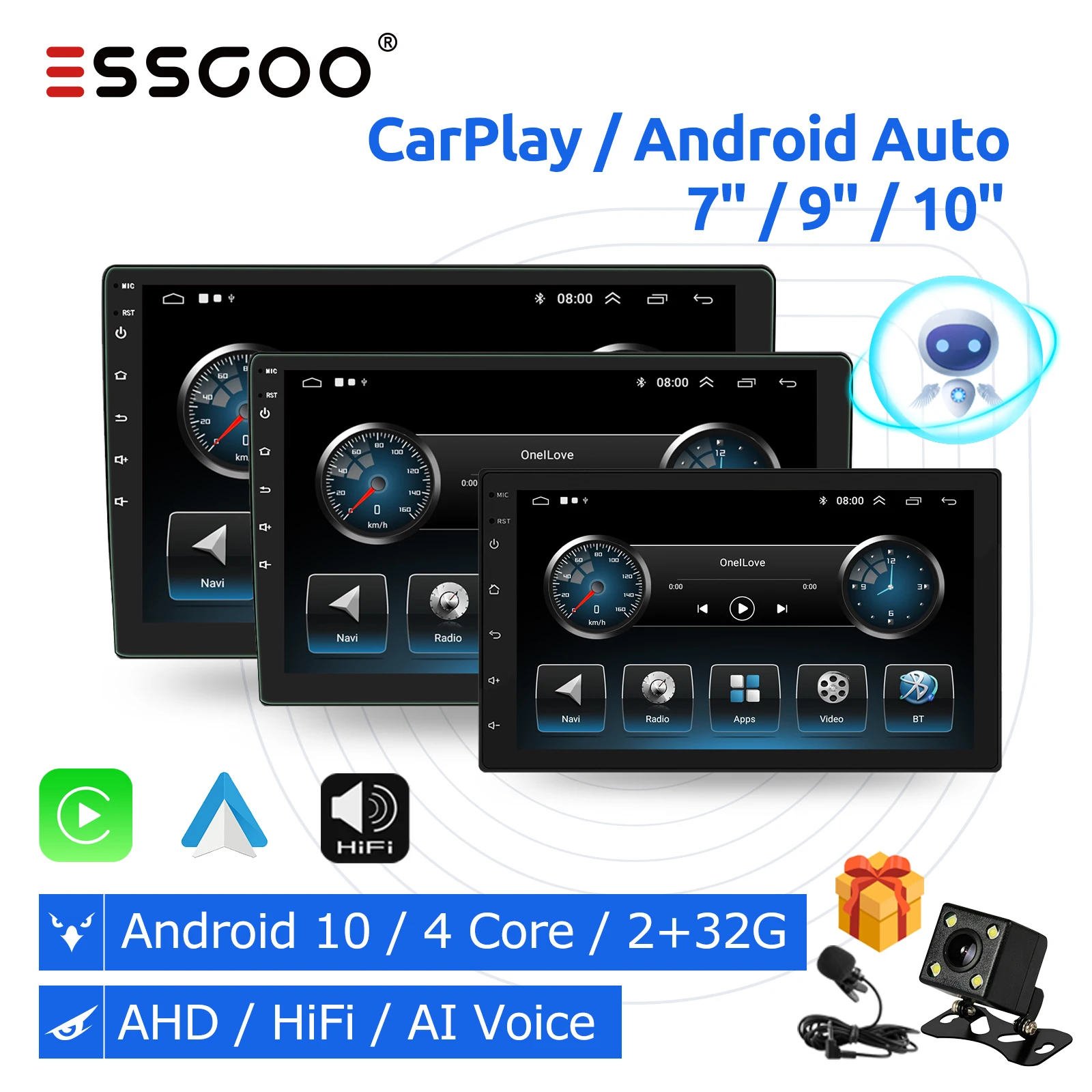 Мультимедийный плеер ESSGOO стерео-система на Android с 9 &quotэкраном GPS Bluetooth DSP Hi-Fi
