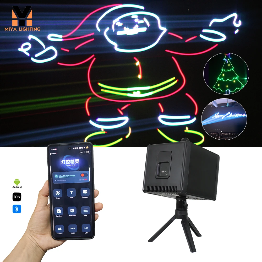 Рождественский мини-M7 4W RGB APP ILDA DMX многофункциональный лазерный проектор
