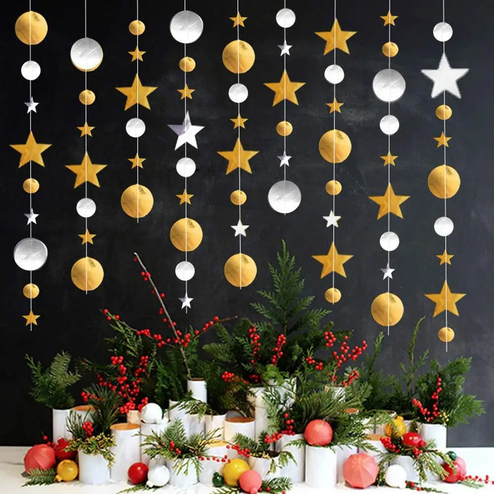 

Золотые круглые бумажные струны с розовыми звездами, цветы «сделай сам», товары для украшения праздника, вечеринки, дня рождения, свадьбы