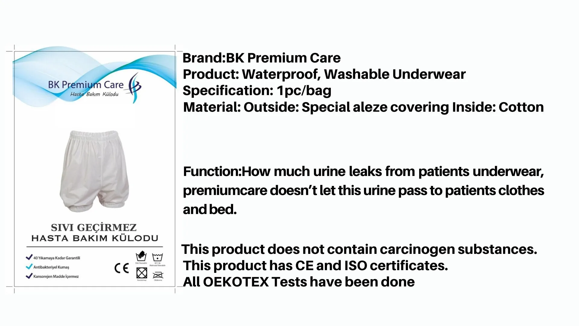 BKPremiumCare liquid-proof washable patient care panties adult panties free shipping flexible and convenient use exact solution