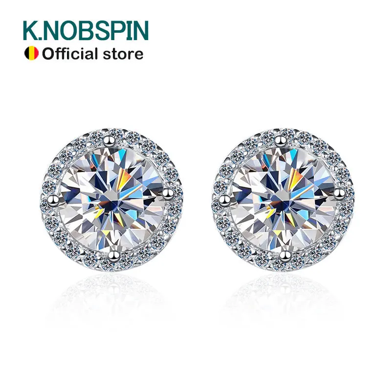 Фото KNOBSPIN 1ct D Цвет Муассанит Серьги Для Женщин Свадьба Помолвка Изящные Ювелирные Изделия с GRA 925 Стерлинговой Щепкой Покрытием 18-каратного Белог... №1