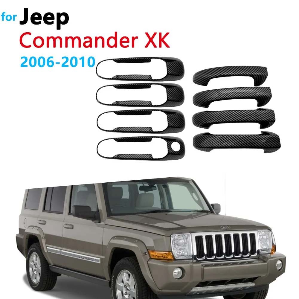 

Black Carbon Fiber Exterior Door Handle Cover For Jeep Commander XK 2006~2010 2007 2008 Car Styling Parts Accessories Stickers