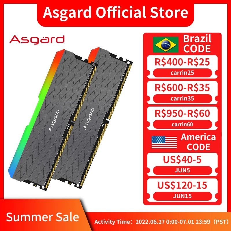 Asgard memoria ram  RGB RAM ddr4 8GBx2 16GBx2 3200MHz W2 Series ddr4 ram 1.35V dual-channel DIMM desktop memory ram