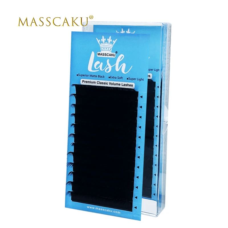 

MASSCAKU sell super comfortable natural faux mink individual false lashes ellipse flat eyelashes extension supplies