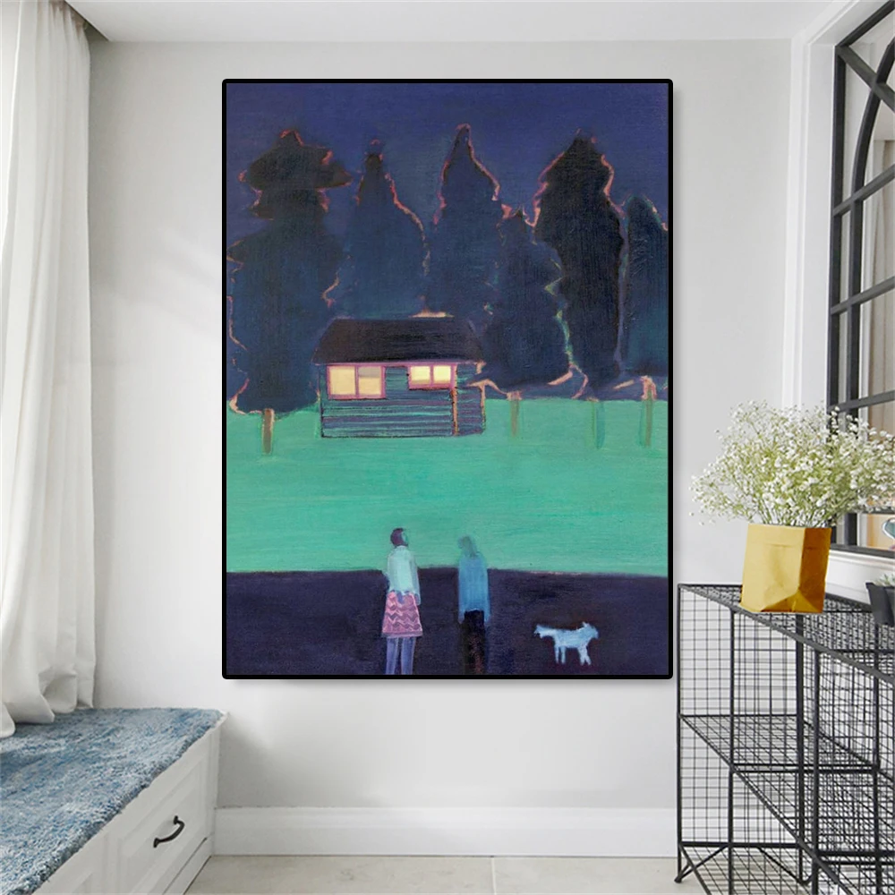 

Impressionism Scenery Canvas Painting Blue Tree Green Plant Print Large Scenery Wall Art Gallery Poster Home Living Room Decor