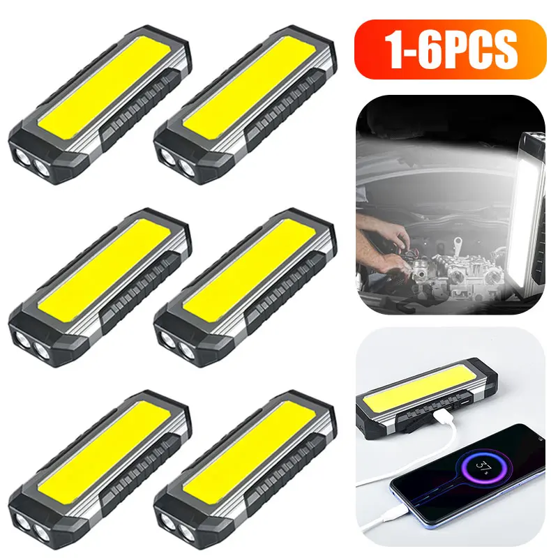 

Многофункциональный светодиодный фонарик COB с магнитом, портативный аварийный водонепроницаемый фонарь с регулируемой яркостью для кемпи...