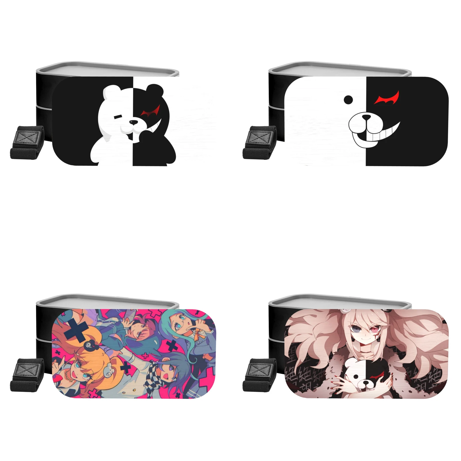 

Ланч-бокс с аниме «данганронпа» Monokuma Bento с нейлоновым герметичным ремешком с отсеками для еды и аксессуарами для взрослых и детей
