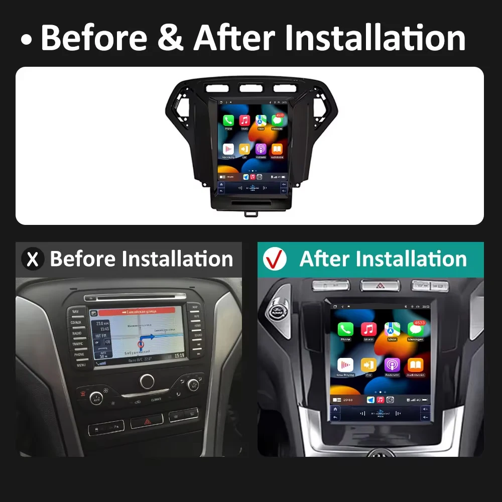 Фото 9.7'' Android 16 для Ford Mondeo 2007-2010, стиль Tesla, Android Auto, 8-ядерный процессор, Carplay, мультимедийный проигрыватель, видео, GPS, Wi-Fi 5G, без 2DIN №3