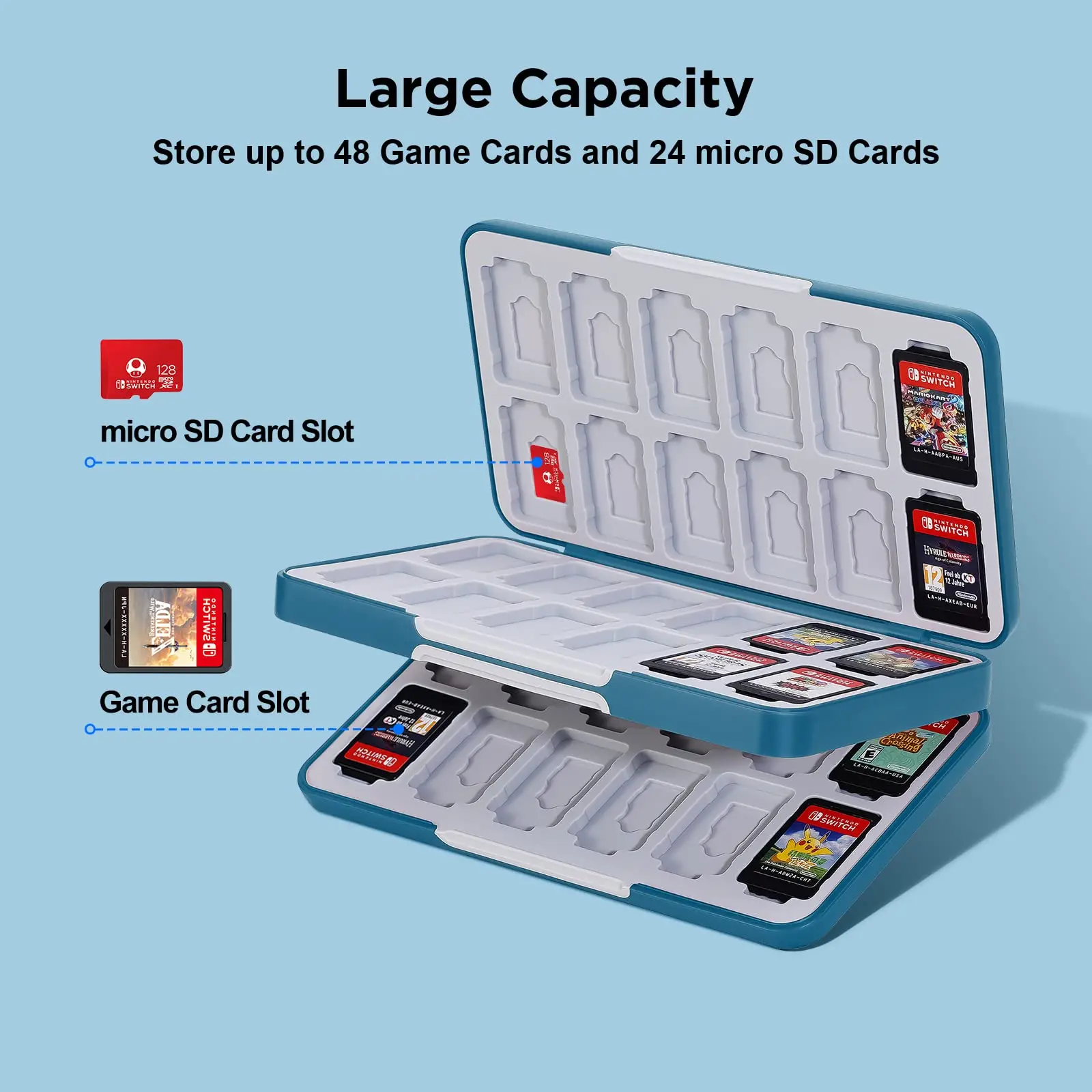 Игровой чехол с 48 слотами для Nintendo Switch картридж держателем Switch/NS/OLED/Lite Game Storage