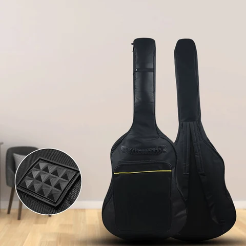 40/41 дюймов сумка для гитары с двойными ремнями, толстый рюкзак с подкладкой для акустического регулируемого плечевого ремня, рюкзак для гитары, бас