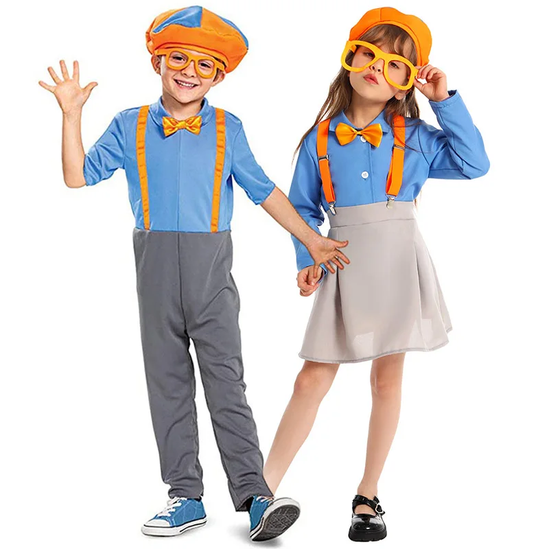 Маскировка Blippiing английский инженер косплей для детей оранжевая обучающая