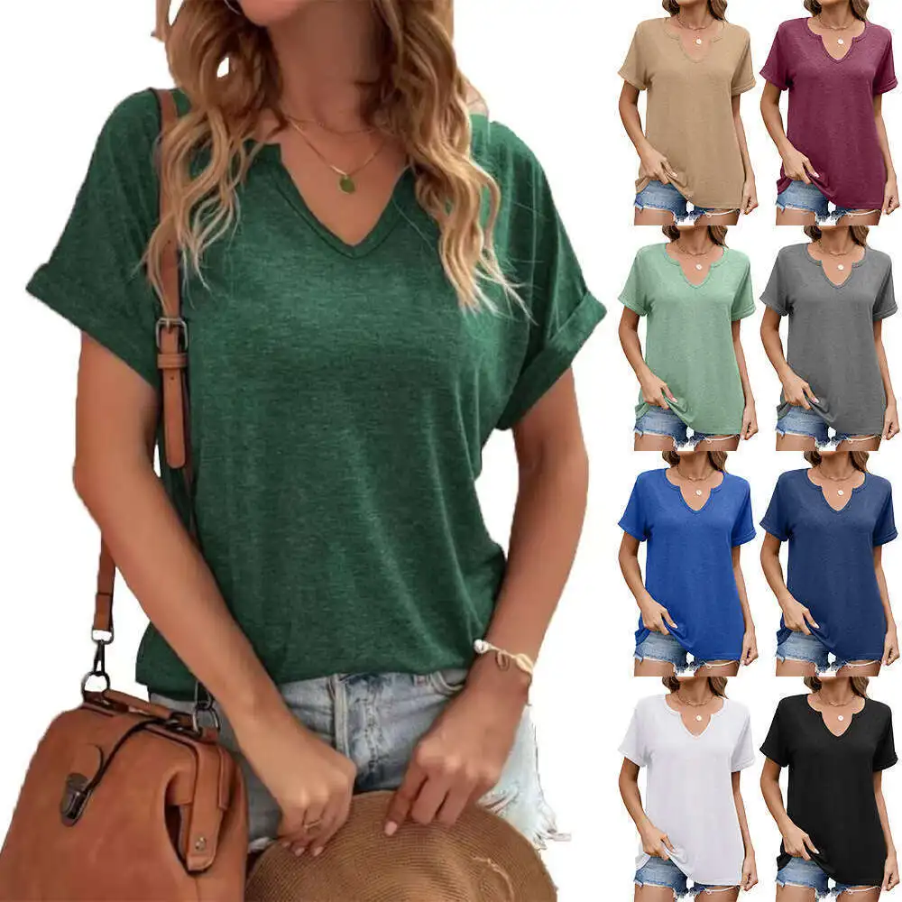 Весна Лето 2025 Новые Чистые V - Воротнички Футболки С КоротКими Рукавами Блузки