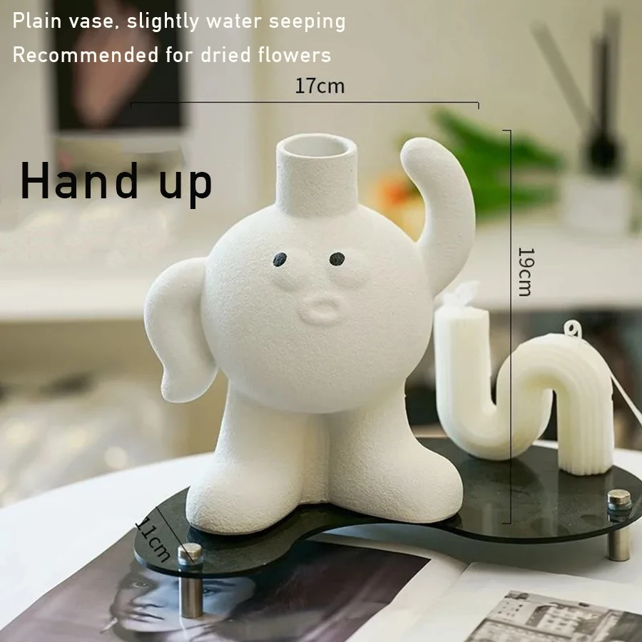 Креативная керамическая ваза для цветов милая трубчатая Emoji Kawaii украшение