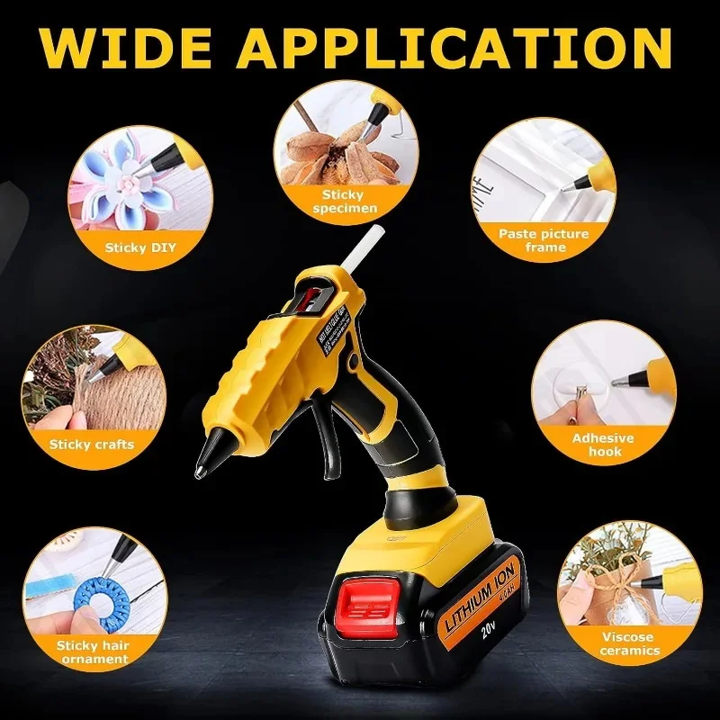 Cordless Hot Glue Gun for Dewalt 18V 20V max Battery